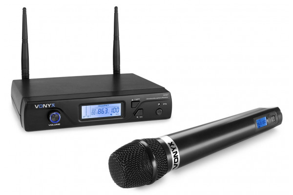 QiCheng&LYS Microphone sans Fil,Système de Microphone sans Fil à Main  Double Canal Professionnel VHF avec 2 micros dynamiques émetteurs à Main  pour
