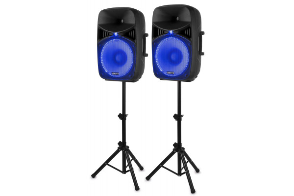 enceinte stereo effets bleus