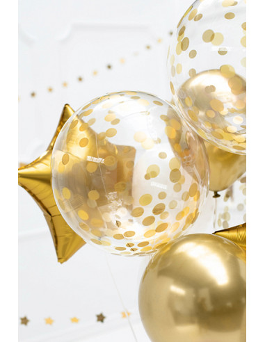 Ballon H30cm avec confettis transparent doré x6