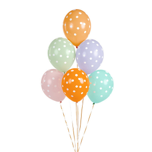 ballons multicolore pois blancs 2