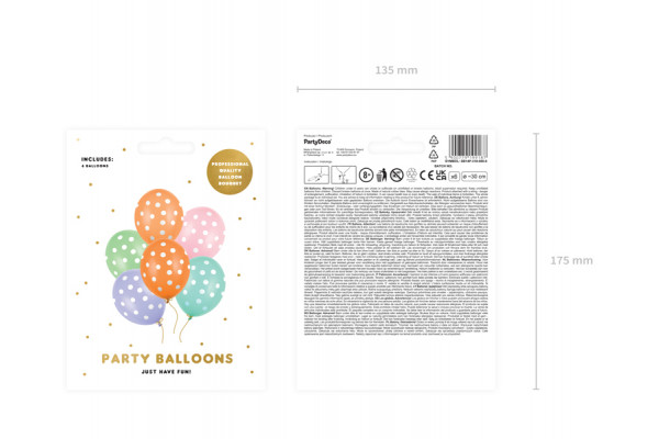 ballons multicolore pois blancs pack
