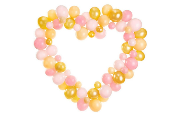 Ia Générative De Porte Rose Avec Des Ballons Colorés Bonbons Arc-en-ciel Et  Forme De Coeur Sur Fond Rose