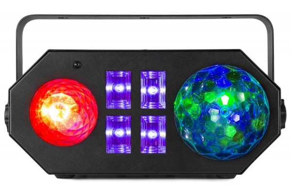 Jeux de Lumière PRO Multi Effet 4 EN Magic Ball 1 x LED 9W RGB 3-en-1  Crypto 12W STRYKE 9W +Laser 16 motifs Soirée Lounge Bar Discot