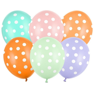 ballons multicolore pois blancs