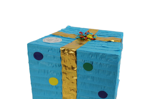 pinata paquet cadeau bleu
