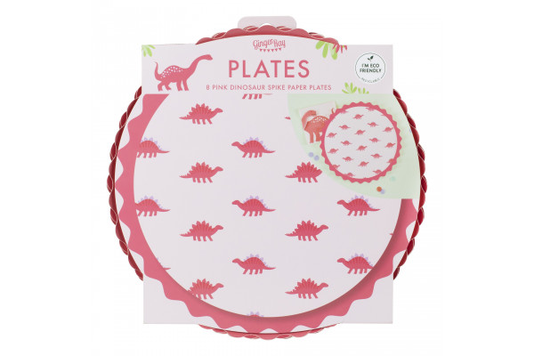 assiettes dinosaures roses pack