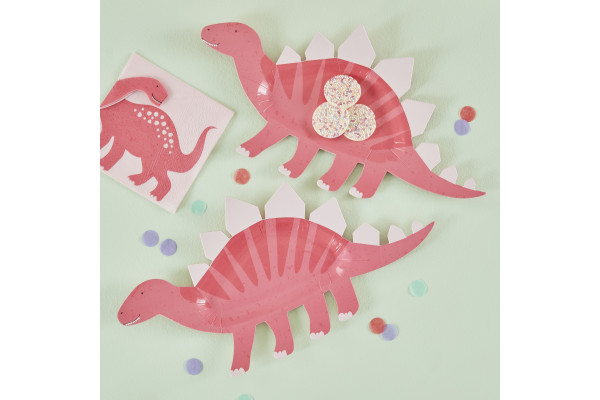 assiettes dinosaures roses anniversaire