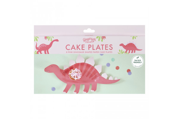 assiettes dinosaures roses pack