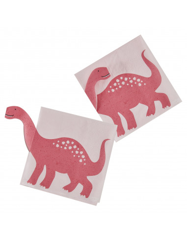 serviettes dinosaures roses