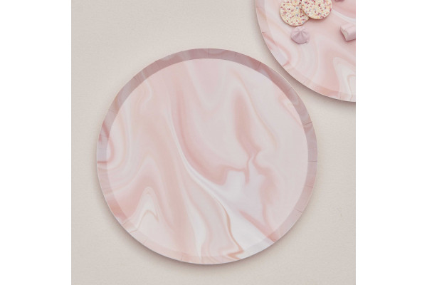 assiettes marbre rose carton