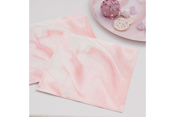 serviettes marbre rose anniversaire