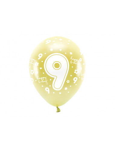 ballons chiffre 9 or
