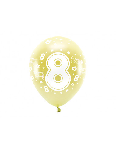 Ballon chiffre couleur or - Numéro 6 - 38 cm