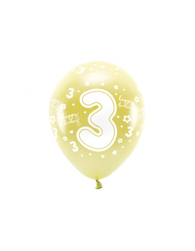ballons ronds or chiffre 3