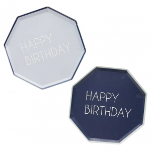 assiettes anniversaires bleu marine