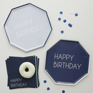 assiettes anniversaires bleu marine 2