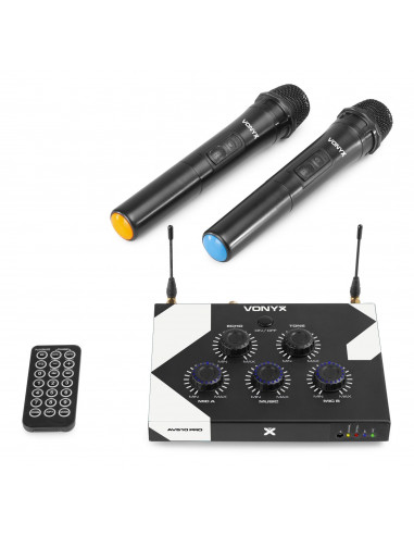 MAX KM01 Kit Deux Microphones Karaoké Micro Sans Fil Bluetooth - Argenté
