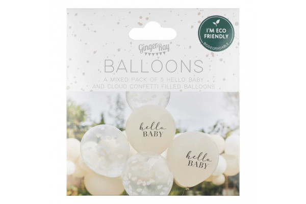 ballons hello baby beiges pack