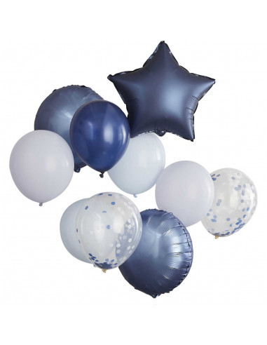 Ballons gonflables métallisés bleu foncé anniversaire (lot de 10)