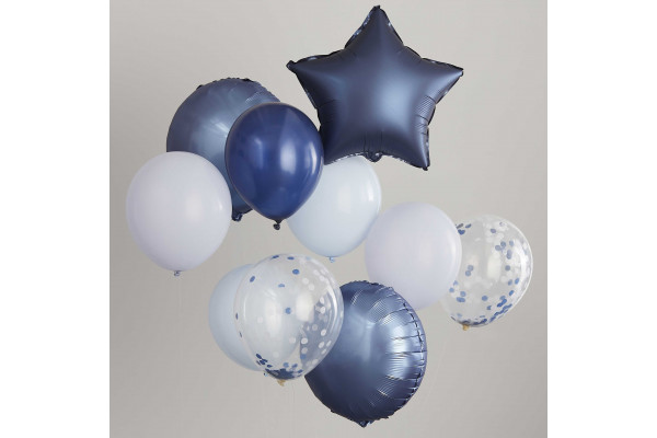 ballons bleu marine etoile confettis