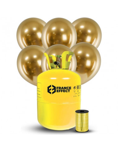 Kit bouteille hélium 0,25 m3 + 30 ballons dorés