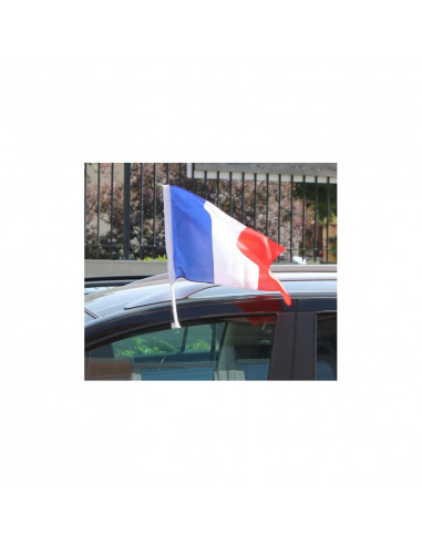 Drapeau avec hampe France polyester pour voiture 45 x 30 cm - Cda hoplafete