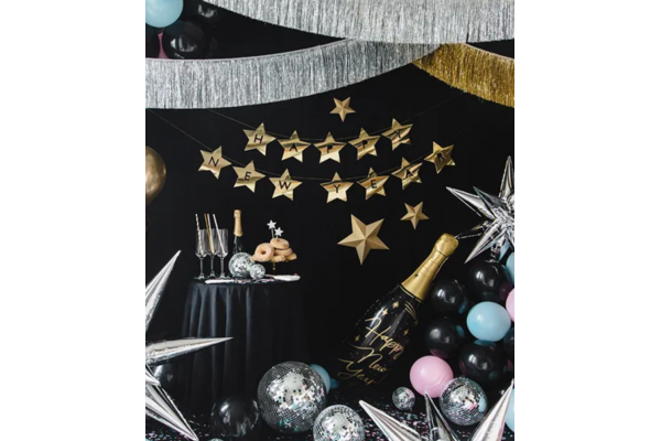 Ballon Aluminium - HAPPY NEW YEAR - Noir & Or - 45cm : Ballons Nouvel An  sur Sparklers Club