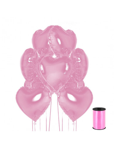 Bouquet de 10 ballons cœur rose