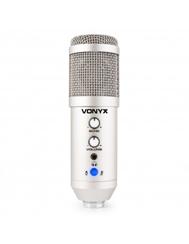 Vonyx CM320B - Microphone Studio USB avec Trépied - Titane