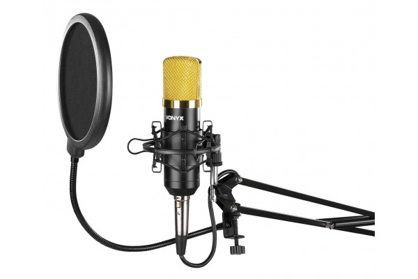 Microphone Vonyx CMS320B - Microphone studio USB avec bras articulé  réglable et filtre anti-pop - Noir, micro professionnel USB