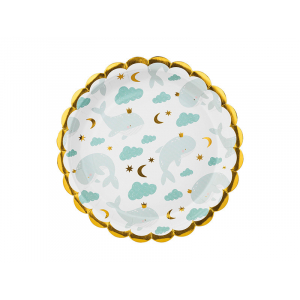 assiettes baleines bleu