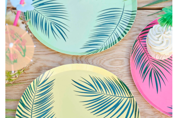 assiettes palmier couleurs