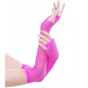 Gants en résille fluo rose