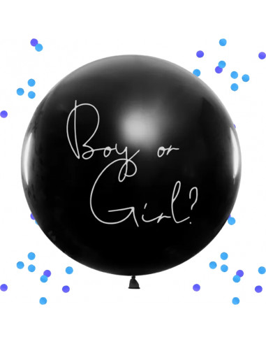 grand ballon noir avec texte de lettrage - garçon ou fille - avec des ballons  roses et bleus lors de la fête de révélation du genre. éléments de  conception 3d réalistes. ballons