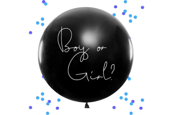 ballon confettis gender reveal bleu