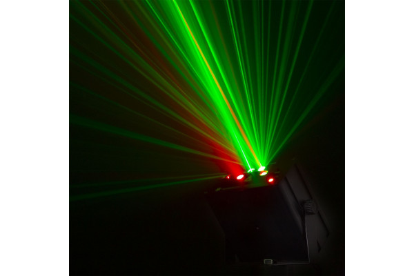 Jeu de lumière laser vert et rouge + effet Gobo + effet RGB à LED