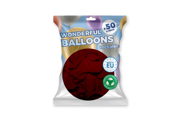 50 Ballons Bordeau métallisé 30 cm