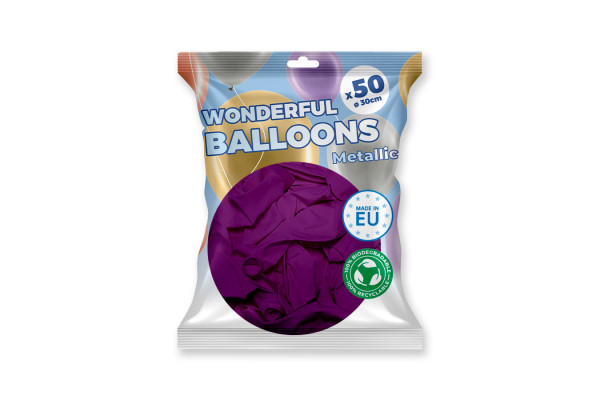 paquet 50 Ballons de baudruche violets métallisé 30 cm