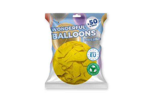 paquet 50 Ballons de baudruche jaune métallisé