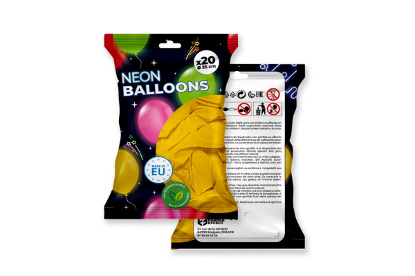 20 ballons de baudruche Jaune fluo