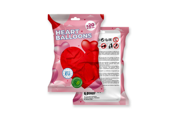 paquet ballons de baudruche en forme coeur rouge
