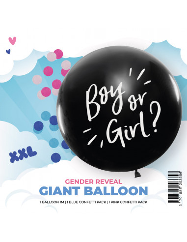 Ballon Géant Gender Reveal Confettis Bleu Garçon