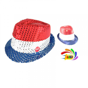 chapeau sequins leds tricolore