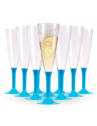groupe de flute a champagne turquoise
