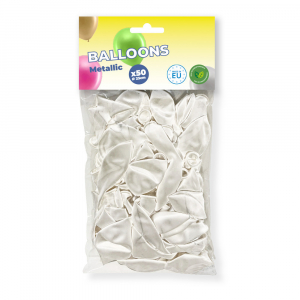 sachet de 50 ballons métalliques blancs