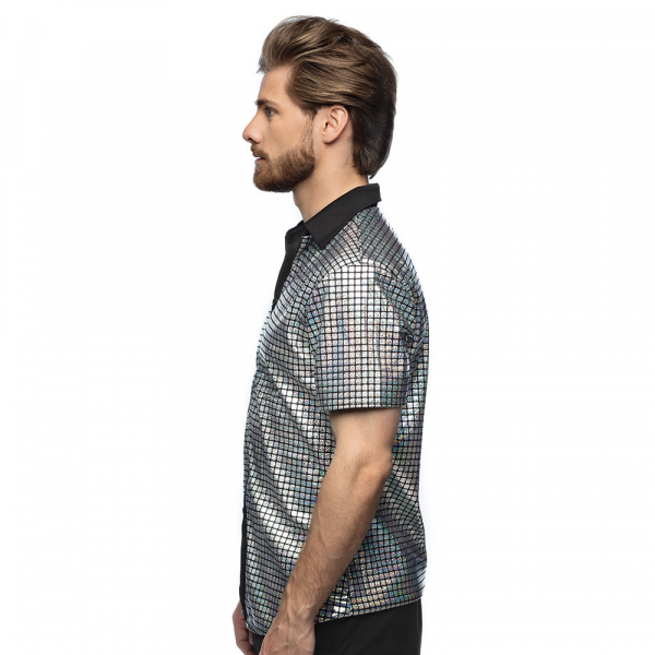 Chemise Garçon Pailletée Argentée - Style Disco Pour Fête, Carnaval Ou Déguisement