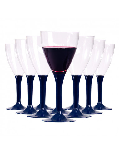 Groupe de verres à vin bleu marine