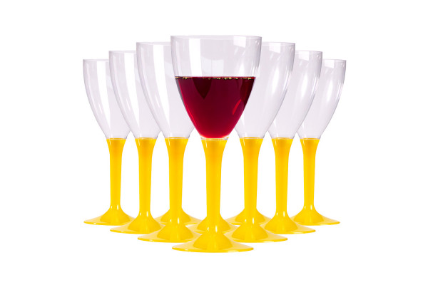 Groupe de 10 verres à vin jaunes