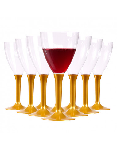 Groupe de 10 verres à vin dorés