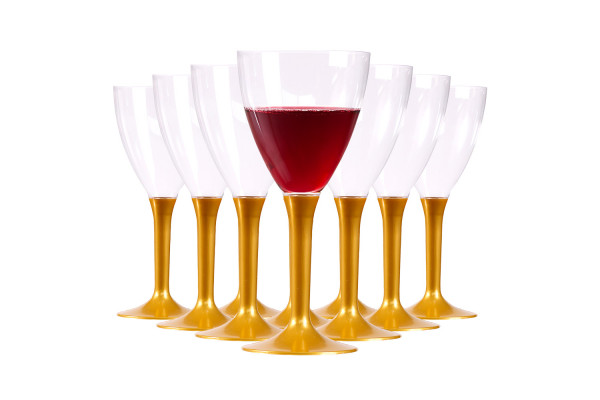 Groupe de 10 verres à vin dorés